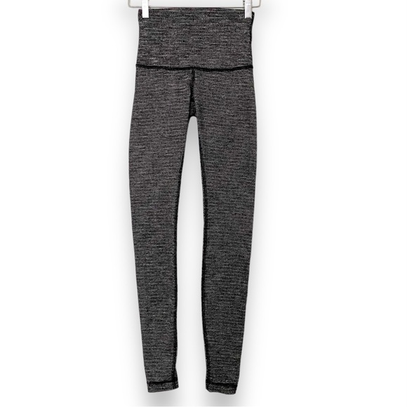 Lululemon Wunder Under Pant Hi-Rise Coco Pique Black White Full Length Luon Sz 4 - Picture 2 of 10
